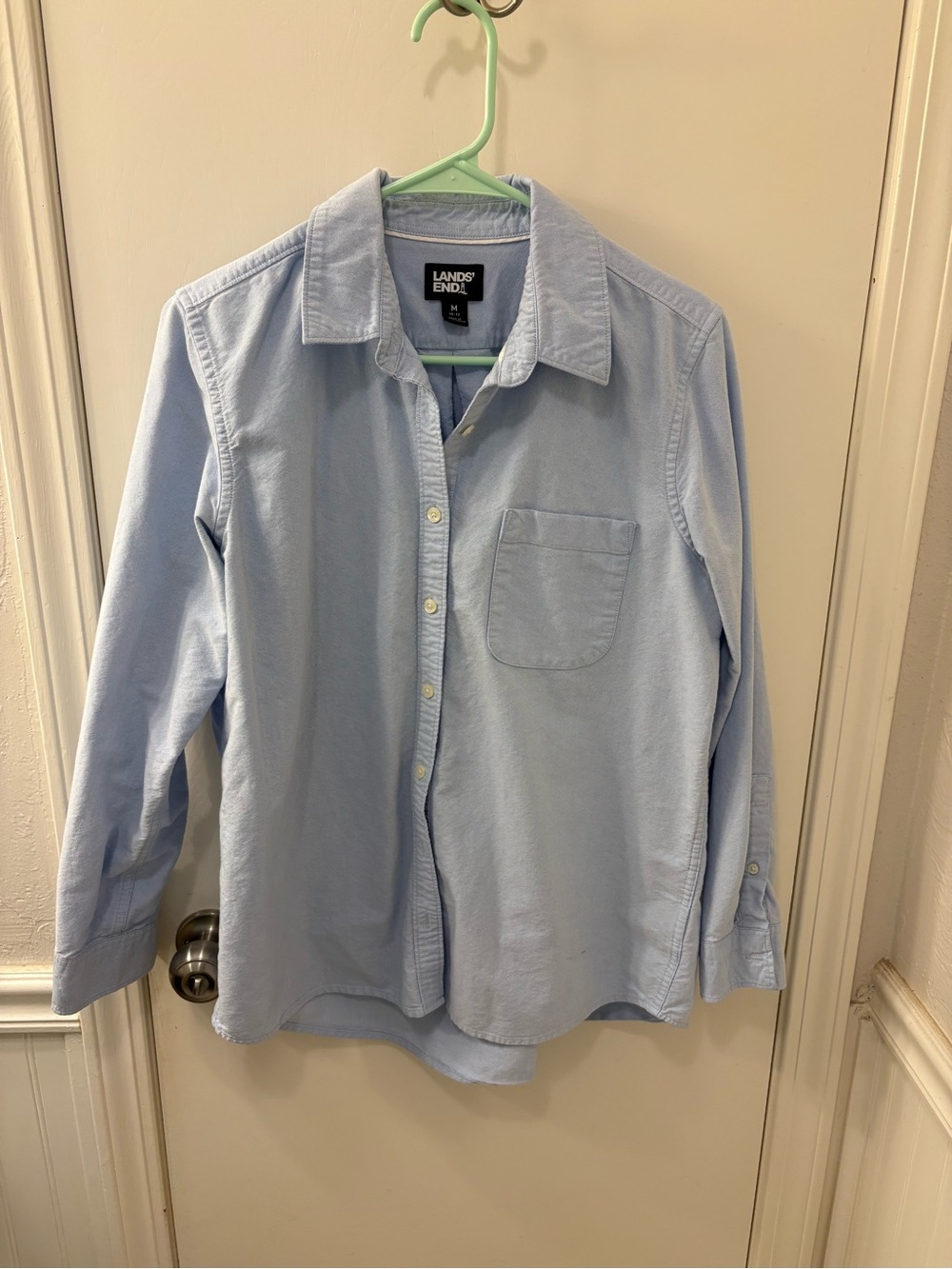 Lands' End Women’s Light Blue Button-Up Oxford Shirt